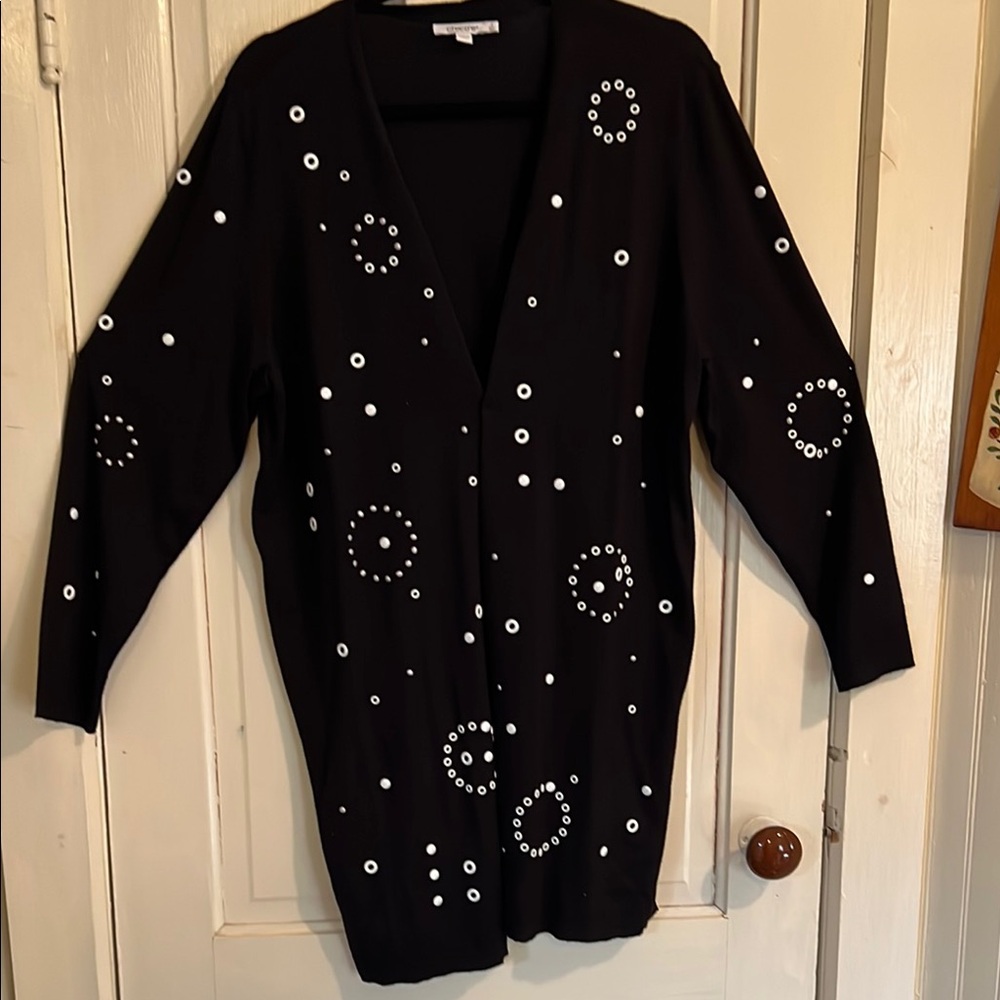 Black Sweater with White Accents